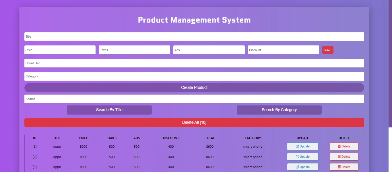 Product Management System [ CRUDS ]